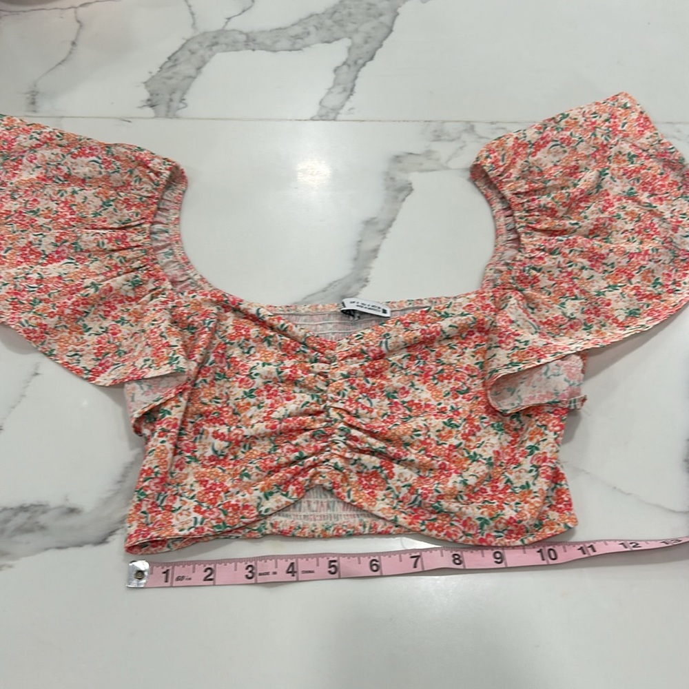 Zara Cinched‎ Floral Crop Top. Size S( 256) - Picture 8 of 10